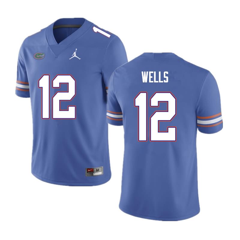 Men's NCAA Florida Gators Rick Wells #12 Stitched Authentic Nike Blue College Football Jersey MIC2265FL